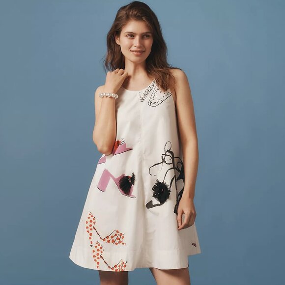 🦄HTF🦄 NWT Anthropologie The Keiko Mini Dress: Danielle Kroll Edition, Size S - Picture 3 of 9